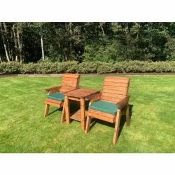 Charles Taylor Wooden Garden Deluxe Companion Set with Grey Cushion -Garden Furniture Shop FU102658 2 f3a2