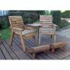 Charles Taylor Wooden Garden Deluxe Lounger Angled Set with Grey Cushion and Fitted Cover