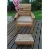Charles Taylor Wooden Garden Lounger with Grey Cushion and Fitted Cover