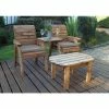 Charles Taylor Wooden Garden Twin Companion Dining Set with Grey Cushion