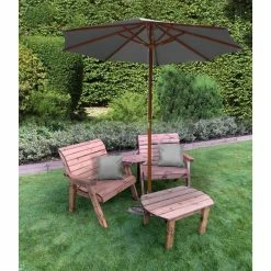 Charles Taylor Wooden Garden Grand Twin Angled with Coffee Table with Grey Cushion