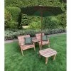 Charles Taylor Wooden Garden Grand Twin Straight with Coffee Table with Green Cushion