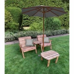 Charles Taylor Wooden Garden Grand Twin Straight with Coffee Table with Grey Cushion