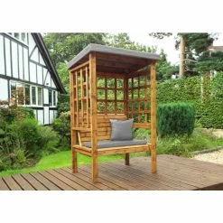 Charles Taylor Wooden Garden Bramham Two Seat Arbour Grey with Grey Cushion 5 Charles Taylor Wooden Garden Bramham Two Seat Arbour Grey with Grey Cushion -Garden Furniture Shop FU102696 3 fd8c