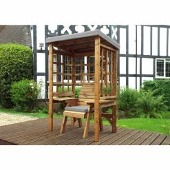 Charles Taylor Wooden Garden Wentworth Single Arbour Grey with Grey Cushion -Garden Furniture Shop FU102699 3 1c4f