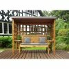 Charles Taylor Wooden Garden Wentworth Three Seater Arbour Grey with Grey Cushion