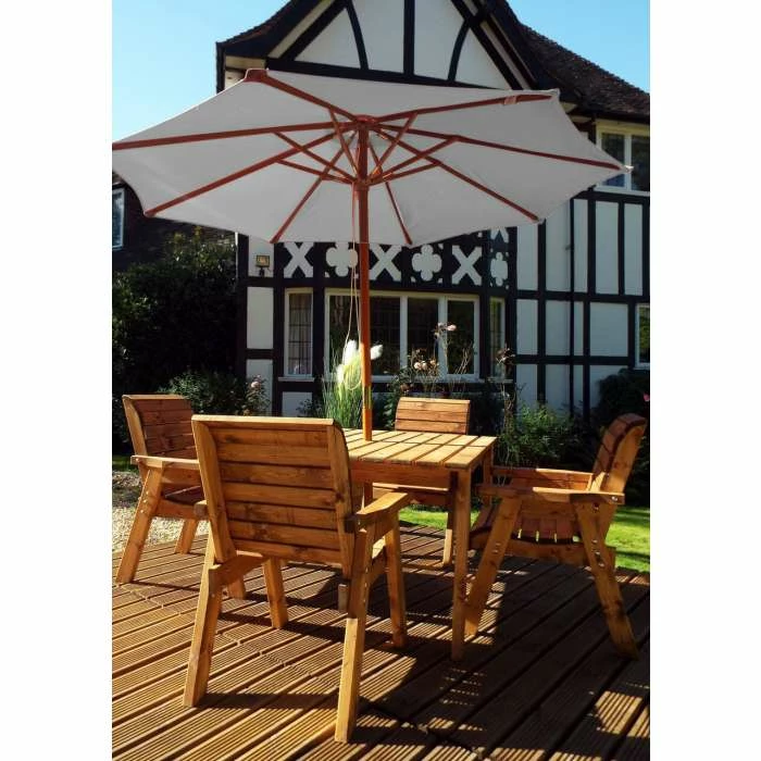 Charles Taylor Wooden Garden Four Seater Square Table Set with Grey Cushion 2 Charles Taylor Wooden Garden Four Seater Square Table Set with Grey Cushion - Image 2