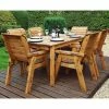 Charles Taylor Wooden Garden Six Seater Table Set with Grey Cushion and Parasol