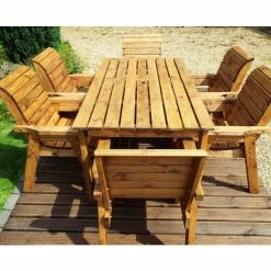 Charles Taylor Wooden Garden Six Seater Table Set with Grey Cushion and Parasol -Garden Furniture Shop FU102707 2 dd21