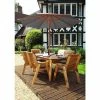Deluxe Six Seater Wooden Dinning Set with Grey Parasol and Cushions and Parasol