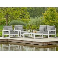 Lagos Weatherproof Corner Sofa Set in White by Norfolk Leisure