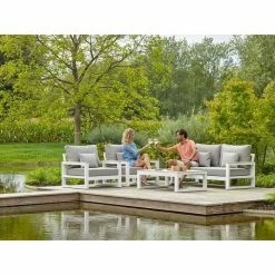 Mallorca Weatherproof Lounge Set in White by Norfolk Leisure -Garden Furniture Shop FU102972 3 4b8b