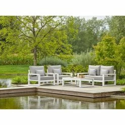 Mallorca Weatherproof Lounge Set in White by Norfolk Leisure