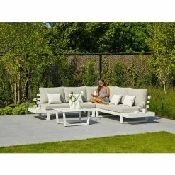 Ibiza Weatherproof Corner Sofa Set with Coffee Table in White by Norfolk Leisure -Garden Furniture Shop FU102975 2 b508
