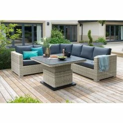 Aya Weatherproof Round Corner Sofa Set with Coffee Table by Norfolk Leisure