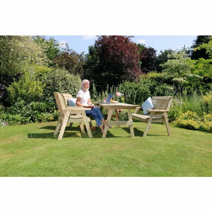 Wooden Charlotte Rectangle Table with 1 Bench and 2 Chairs 7 Wooden Charlotte Rectangle Table with 1 Bench and 2 Chairs - Image 7