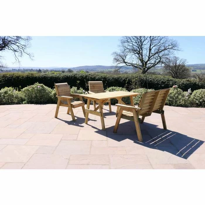 Wooden Charlotte Rectangle Table with 1 Bench and 2 Chairs 1 Wooden Charlotte Rectangle Table with 1 Bench and 2 Chairs