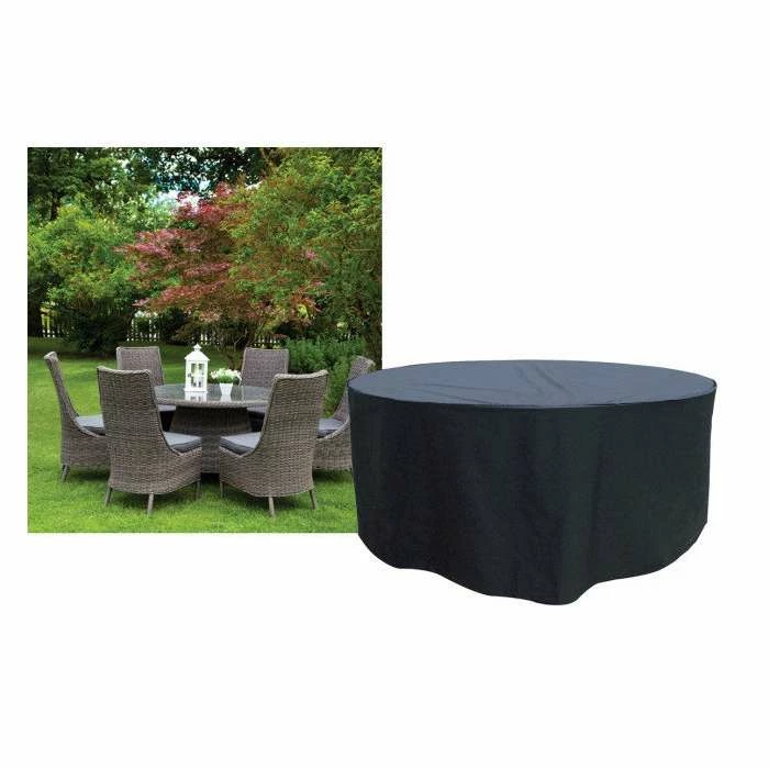 Round 6 Seater Furniture Set Cover 225cm x 89cm - Premium - Black 4 Round 6 Seater Furniture Set Cover 225cm x 89cm - Premium - Black - Image 4