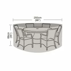 Round 6-8 Seater Furniture Set Cover 250cm x 89cm - Premium - Black