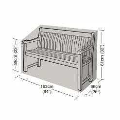 3 Seater Bench Cover 163cm x 81cm - Premium - Black