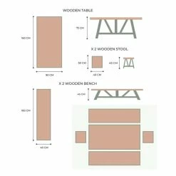 Rustic Cement & Acacia Wood 6 Seater Dining Set With Benches by Primrose Living -Garden Furniture Shop FU17145 V2 c23c