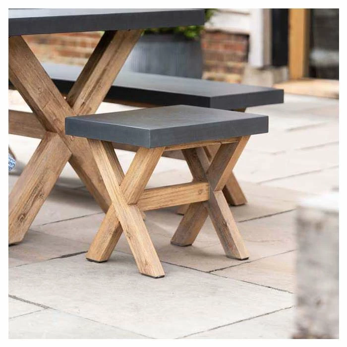 Rustic Cement & Acacia Wood 8 Seater Dining Set With Benches by Primrose Living 9 Rustic Cement & Acacia Wood 8 Seater Dining Set With Benches by Primrose Living - Image 9