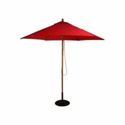 2.5m Wooden Parasol with Pulley in Red