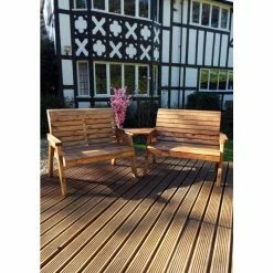 Charles Taylor Twin Bench Companion Set with Angled Tray Table - Redwood