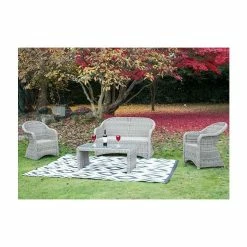 1.8m x 2.5m Outdoor Samti Rug in Black by Tabriz Rugs™ -Garden Furniture Shop FU40043 add image 1 f7e9