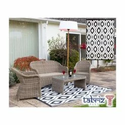 1.8m x 2.5m Outdoor Samti Rug in Black by Tabriz Rugs™