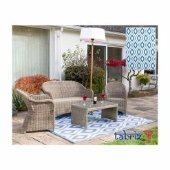 1.2m x 1.8m Outdoor Samti Rug in Blue by Tabriz Rugs™