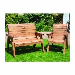 Charles Taylor Three Seater Bench and Chair Companion Set with Angled Tray Table