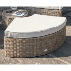 2x Luxury Rattan Daybed Curved Stools in Natural by Primrose Living