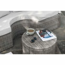 Luxury Rattan Daybed Stool in Grey by Primrose Living