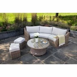 Luxury Rattan Curved Stool in Natural by Primrose Living -Garden Furniture Shop FU80066 arched footsool natural 3 5c6e