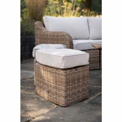 Luxury Rattan Curved Stool in Natural by Primrose Living
