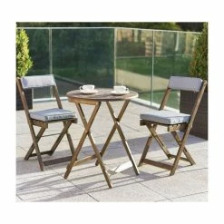 Raffles Acacia Bistro Set with Cushions Woodland Grey