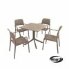 Turtle Dove Square Clip Table with 4 Bora Chairs Set