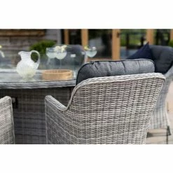 2x Luxury Rattan Rounded Back Dining Chairs in Light Grey by Primrose Living 9 2x Luxury Rattan Rounded Back Dining Chairs in Light Grey by Primrose Living -Garden Furniture Shop FU90043 rounded back dining chair light grey 2 baa3
