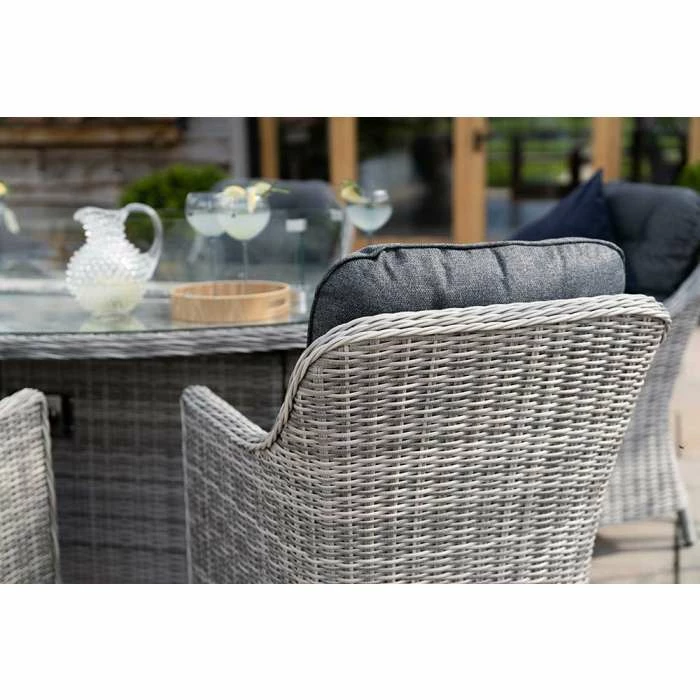 2x Luxury Rattan Rounded Back Dining Chairs in Light Grey by Primrose Living 5 2x Luxury Rattan Rounded Back Dining Chairs in Light Grey by Primrose Living - Image 5