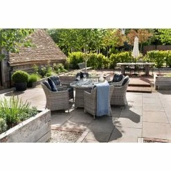 2x Luxury Rattan Rounded Back Dining Chairs in Light Grey by Primrose Living 8 2x Luxury Rattan Rounded Back Dining Chairs in Light Grey by Primrose Living -Garden Furniture Shop FU90043 rounded back dining chair light grey 4 813a