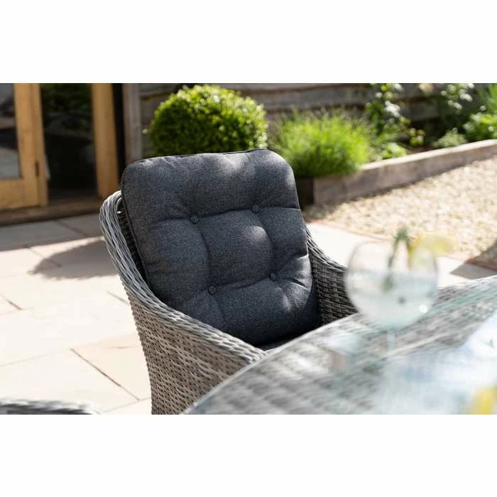 2x Luxury Rattan Rounded Back Dining Chairs in Light Grey by Primrose Living 2 2x Luxury Rattan Rounded Back Dining Chairs in Light Grey by Primrose Living - Image 2