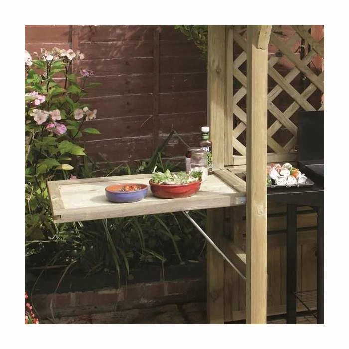 Wooden 2-Seater Arbour/BBQ Shelter with Fold-out Trays by Rowlinson® - 2.4m 4 Wooden 2-Seater Arbour/BBQ Shelter with Fold-out Trays by Rowlinson® - 2.4m - Image 4