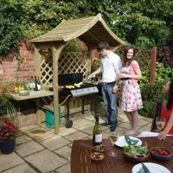 Wooden 2-Seater Arbour/BBQ Shelter with Fold-out Trays by Rowlinson® - 2.4m 10 Wooden 2-Seater Arbour/BBQ Shelter with Fold-out Trays by Rowlinson® - 2.4m -Garden Furniture Shop GS0334 add image 4 9b4a