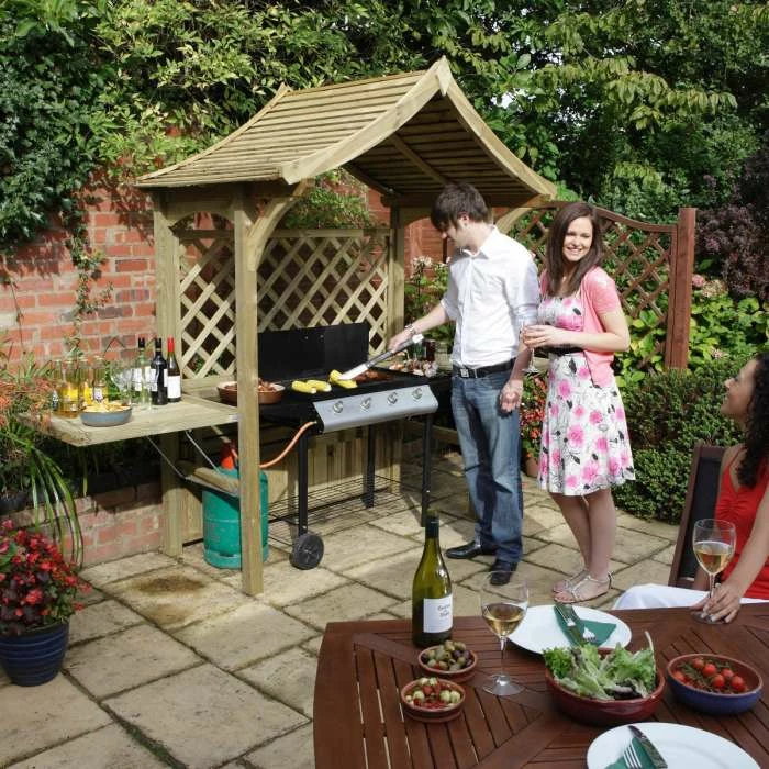 Wooden 2-Seater Arbour/BBQ Shelter with Fold-out Trays by Rowlinson® - 2.4m 5 Wooden 2-Seater Arbour/BBQ Shelter with Fold-out Trays by Rowlinson® - 2.4m - Image 5