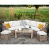 'Peony' Luxury Rattan 7 Seater Modular Garden Sofa Set with Coffee Table and Footstools by Primrose Living
