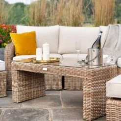 'Peony' Luxury Rattan 7 Seater Modular Garden Sofa Set with Coffee Table and Footstools by Primrose Living -Garden Furniture Shop NAtural FU102234 6 CoffeeTable2 9f25