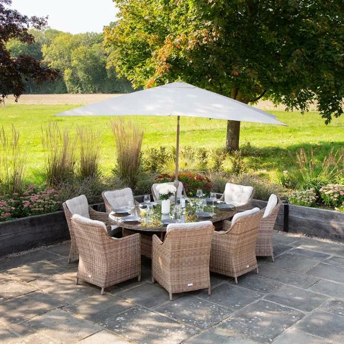 Luxury Rattan 8 Seater Oval Garden Dining Set by Primrose Living 1 Luxury Rattan 8 Seater Oval Garden Dining Set by Primrose Living