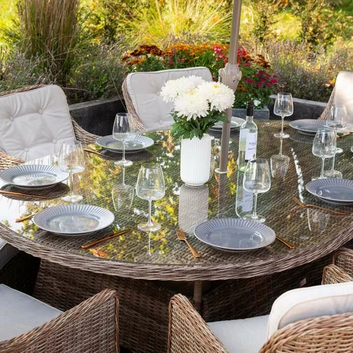 Luxury Rattan 8 Seater Oval Garden Dining Set by Primrose Living 3 Luxury Rattan 8 Seater Oval Garden Dining Set by Primrose Living - Image 3