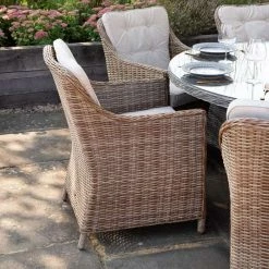 Luxury Rattan 8 Seater Oval Garden Dining Set by Primrose Living 9 Luxury Rattan 8 Seater Oval Garden Dining Set by Primrose Living -Garden Furniture Shop Natural FU102220 ChairSide 76b3